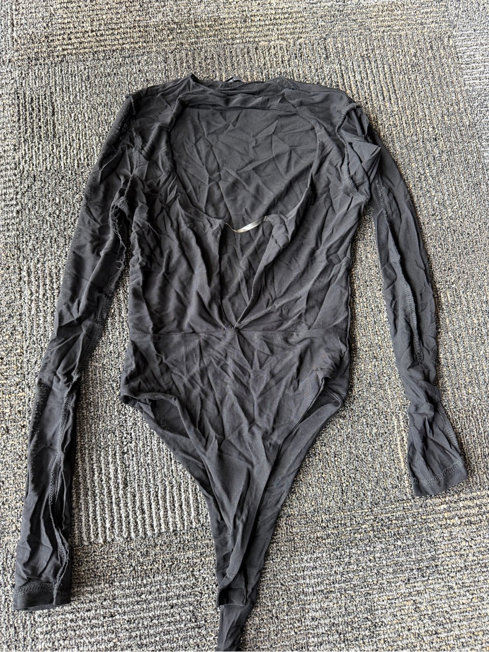 Black Mesh Long Sleeve Bodysuit